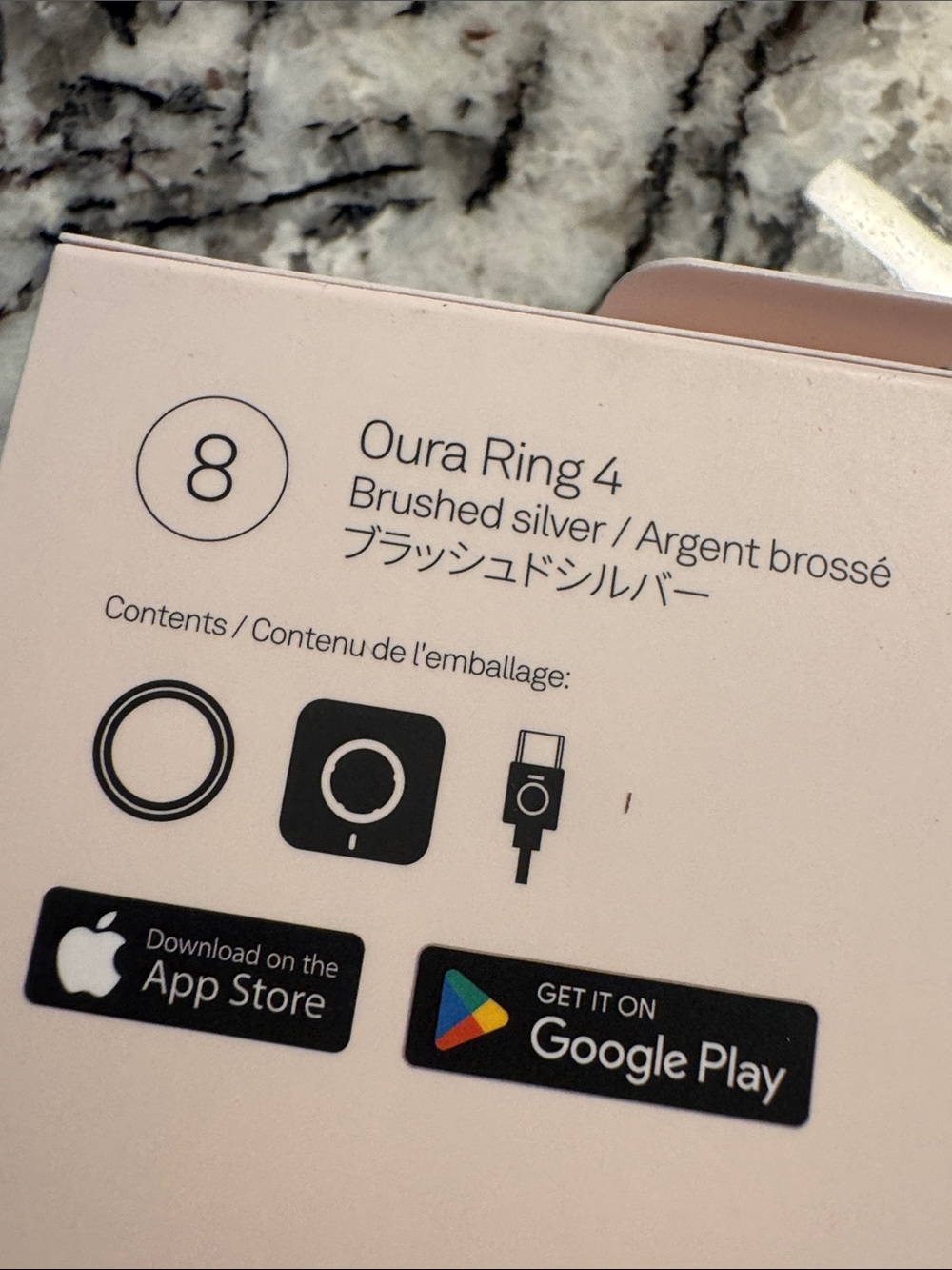 SEALED IN BOX Oura Silver Smart Ring 4 - Brushed Silver Finish | size 8 - Picture 3 of 8